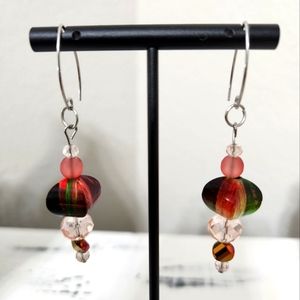 Handcrafted Rose dangle earrings